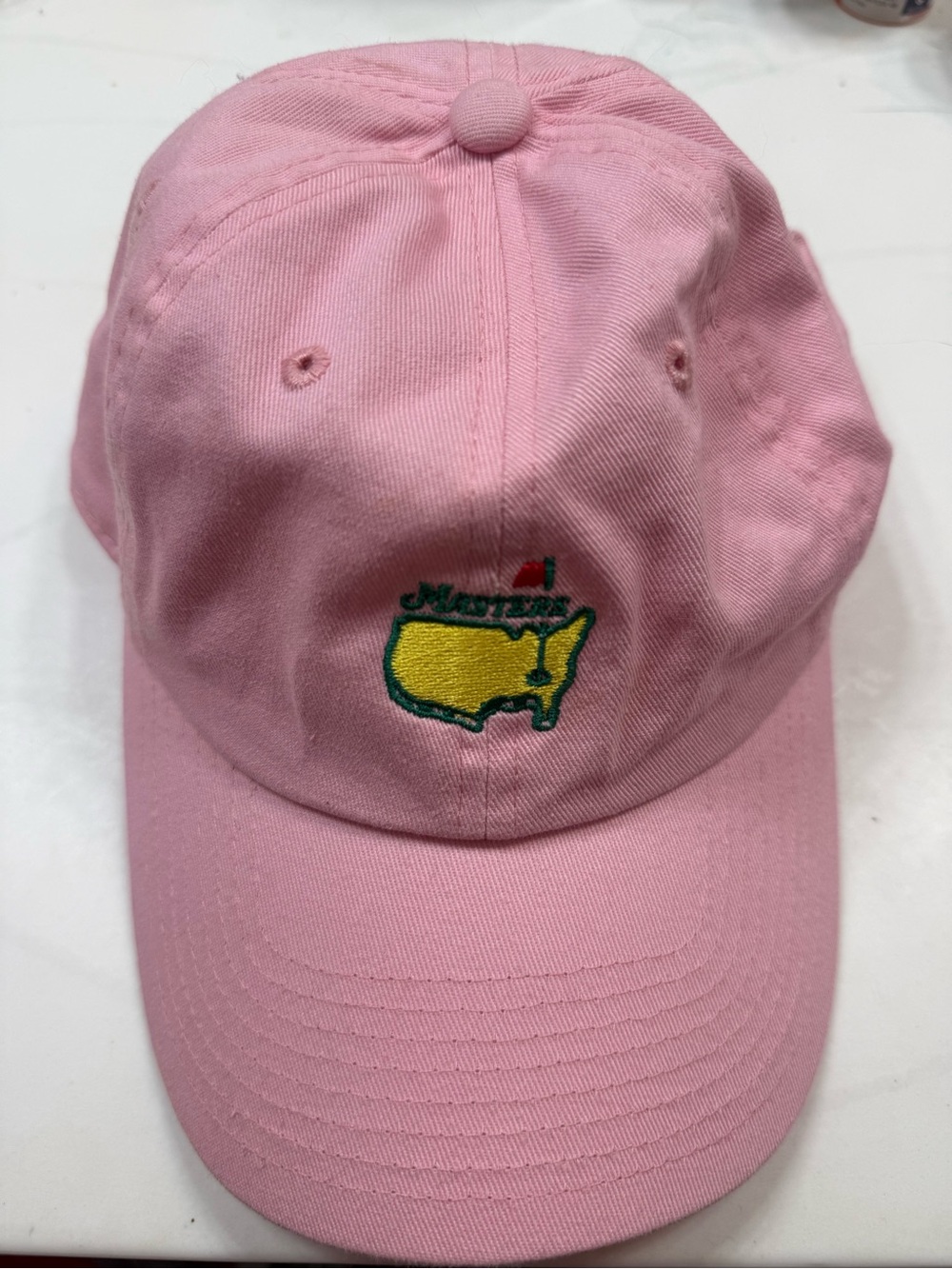 Masters Pink Baseball Cap with Embroidered Yellow Logo